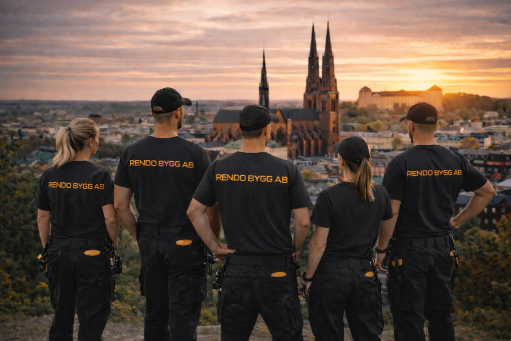 Teamet av rendos byggfirma i Uppsala tillsammans.